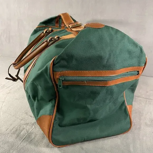 Vintage Ralph Lauren Polo Green Canvas Large Duffle Bag Weekend Travel Carry On - Picture 6 of 12
